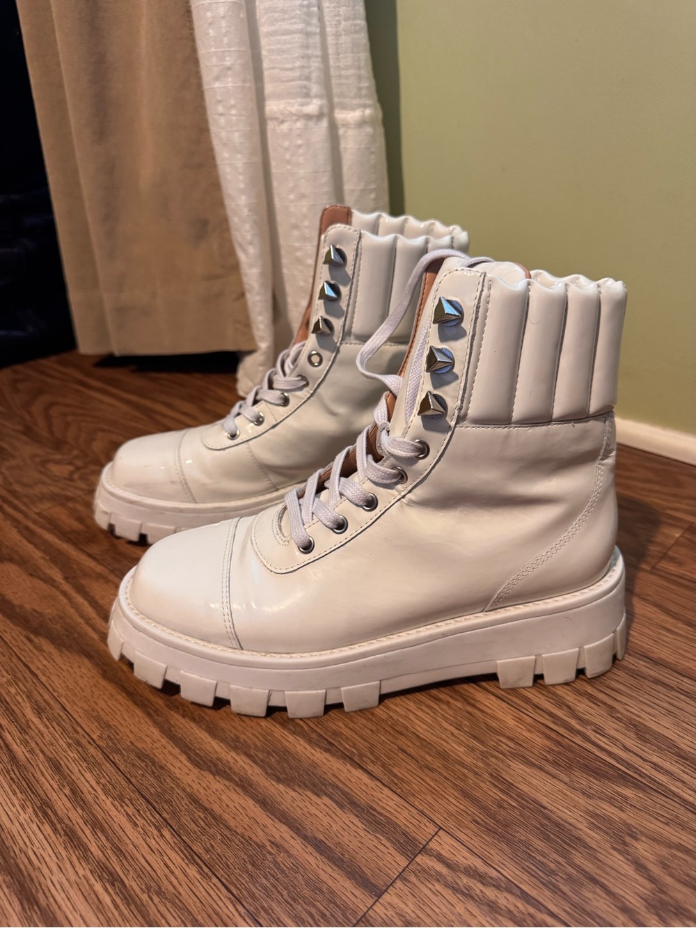 Schutz White Sutton Lace-Up Boots - Picture 2 of 7